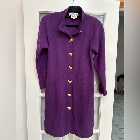 Vintage Peter Noviello Neiman Marcus Purple Wool 70’s 60’s Jacket Coat Size 4 S - Picture 2 of 9